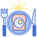 egg,food and restaurant,sun,knife,toast,breakfast,fork