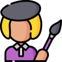 woman,professions and jobs,user,art and design,girl,art,brush,artist,french,beret