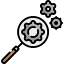business and finance,magnifying glass,loupe,research,zoom,gears,exam,test,analyze,investigate