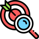 ui,seo and web,magnifying glass,target,arrow,search,Tools and utensils,loupe