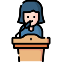 woman,avatar,speaker,user,people,communications,person,microphone,worker,talk,speech,conference,lecture,boss,administrator