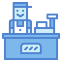 money,avatar,man,professions and jobs,commerce and shopping,people,counter,cashier,bakery shop,cashier machine