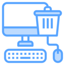 computer,keyboard,monitor,mouse,trash,bin,mouse clicker,recycle bin