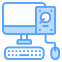 computer,keyboard,monitor,mouse,mouse clicker,harddisk,harddrive