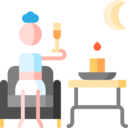 food and restaurant,woman,people,cup,furniture and household,rest,moon,night,restaurant,champagne,candle,armchair,chill,terrace