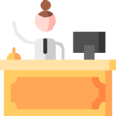 computer,woman,professions and jobs,hotel,holidays,reception,receptionist,front desk