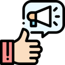 megaphone,speech bubble,communications,chat,social media,hand,networking,like,message,thumb up,hands and gestures,spread,media