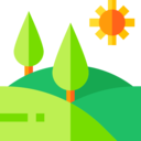 sun,landscape,sunny,nature,mountain,hills,trees,tree
