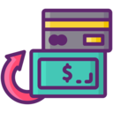 commerce and shopping,credit card,debit card,dollar bill,circular arrow,cashback