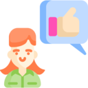 business and finance,woman,avatar,people,speech bubble,thumbs up,rate,good,referral,opinion,employer