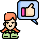 business and finance,woman,avatar,people,speech bubble,thumbs up,rate,good,referral,opinion,employer