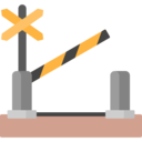 architecture and city,transportation,signaling,stop,road sign,railroad,train,stop signal,barrier,crossing,gate