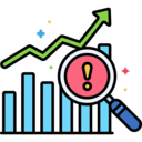 business and finance,dollar,banking,arrows,magnifying glass,bank,exclamation mark,market,risk,bar graph,business impact