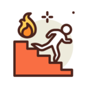 security,people,fire,exit,stairs,run,flames,evacuate,escape