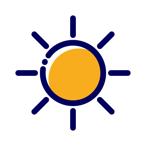 Sun, sunny, yellow, weather, beach, climate, day icon