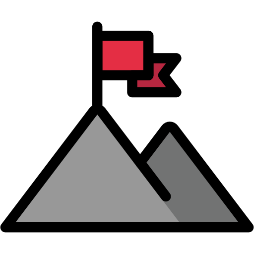 Goals, success, flag, goal, mountain, target icon