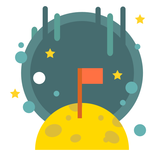 Flag, galaxy, goal, lunar, moon, planet, space icon