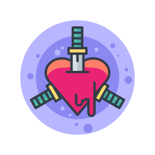 Blade, halloween, hearts, knife, scary, spooky, stabbing icon