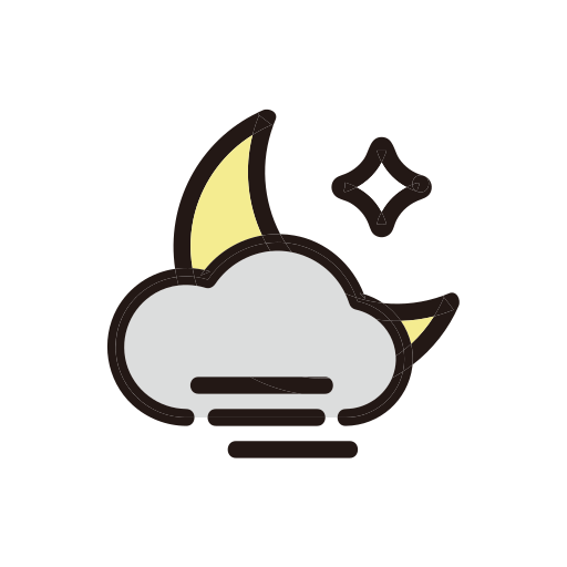 Weather, fog, foggy, moon, night icon