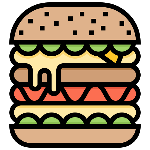 Bread, fast, food, hamburger, patty icon
