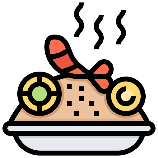 Dish, food, fried, rice, shrimp icon