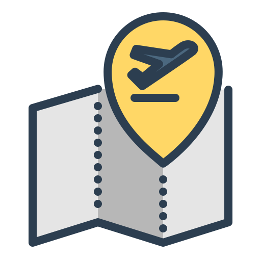 Airplane, map, travel, vacation icon