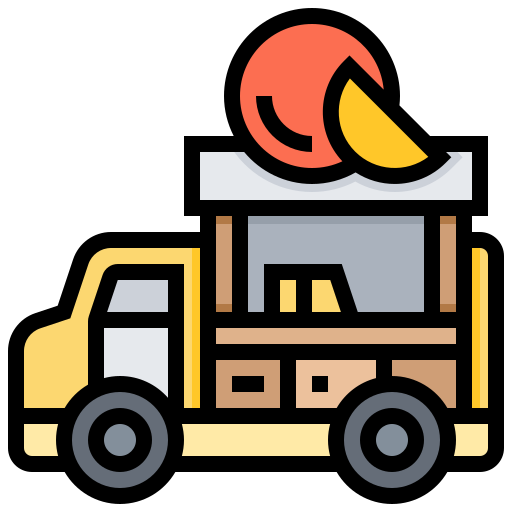 Car, delivery, fruit, sell, street icon