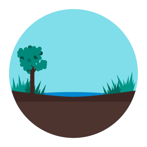 Lake, land, nature, river, wet icon
