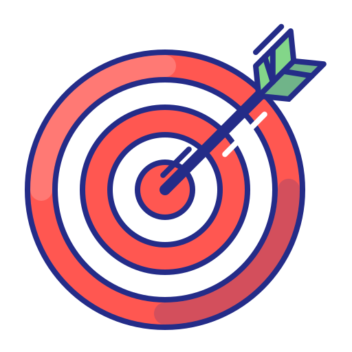 Aim, arrow, bullseye, purpose, strategy, target icon