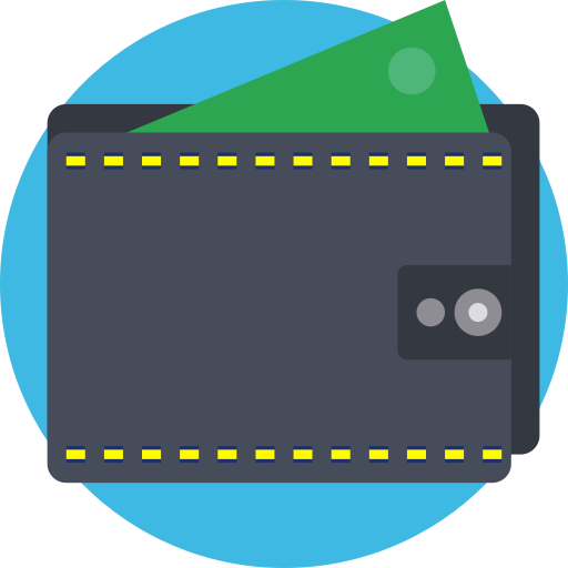 Cash, fees, money, purse, shop, spend, wallet icon