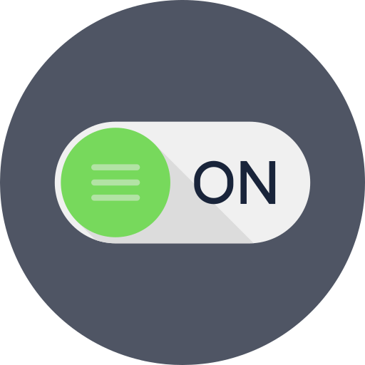 Form, input, level, on, power, rounded, switch icon