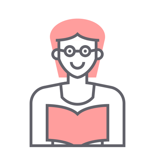 Avatar, female, profile, reading, woman icon