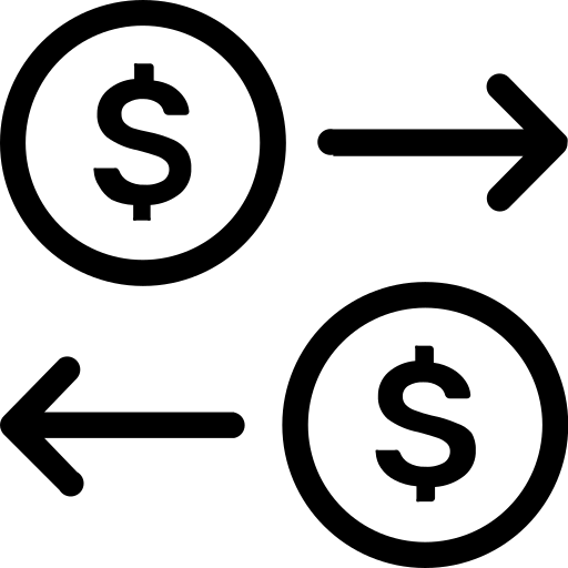 Coins, arrows, coin, financial, money icon
