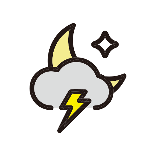Weather, night, rain, storm icon