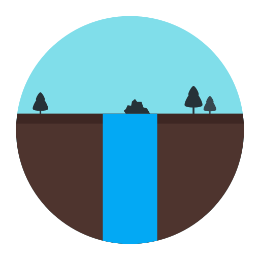 Land, nature, rock, tree, water icon