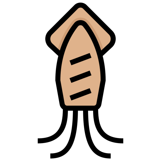 Animal, grilled, marine, seafood, squid icon