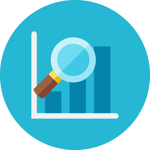 Graph, magnifier icon