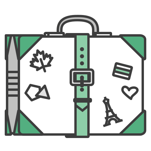 Baggege, case, journey, stickers, suitcase, travel, travelling icon