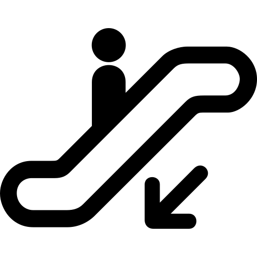 Down, escalator icon