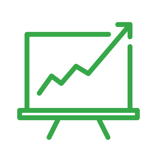 Analytics, blackboard, efficiency, growth, presentation, report, statistics icon