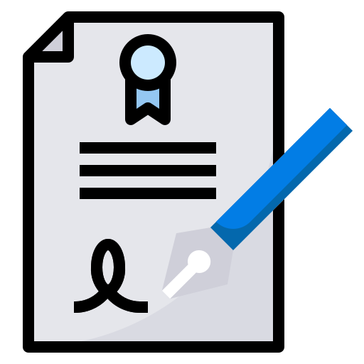 Agreement, certification, contract, document, pen icon