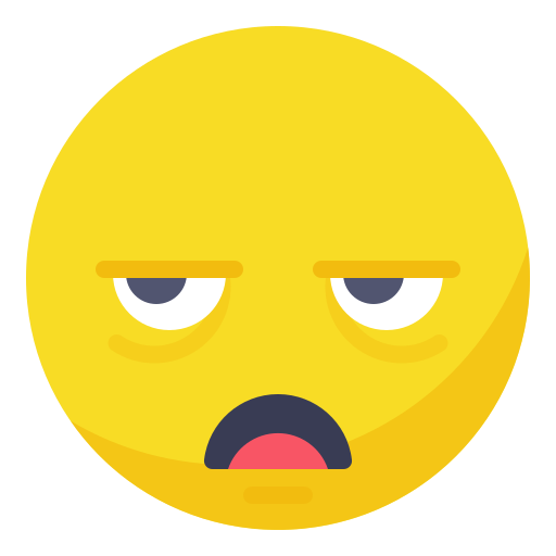 Bored, dull, sleepy, smile, smiley, tired, unamazed icon