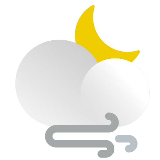 Cloud, forecast, moon, night, weather, wind, windy icon