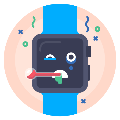 Apple, avatar, illness, sick, watch icon