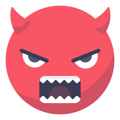 Angry, devil, evil, face, grin, smile, smiley icon