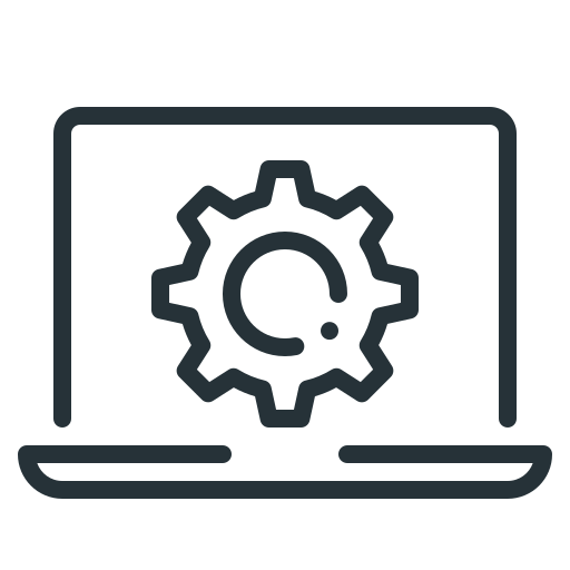 Cogwheel, gear, laptop, setting icon