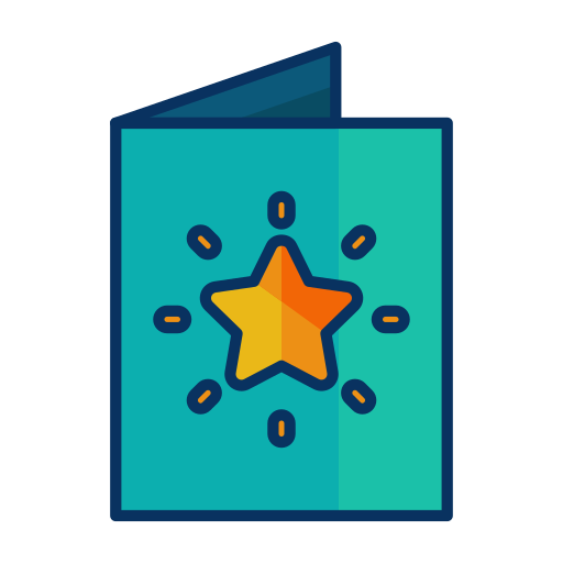 Card, celebrate, decorate, decoration, greeting, star icon