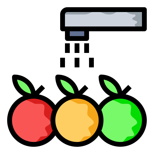 Clean, fruits, vegetables, wash icon