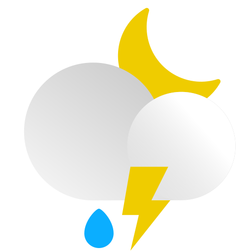 Bolt, light, moon, night, rain, thunderstorm, weather icon