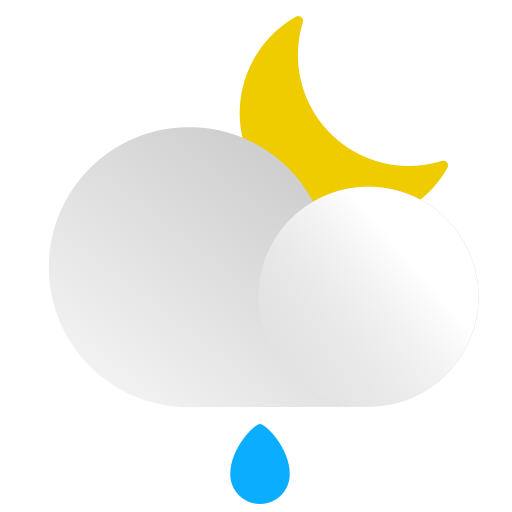 Cloud, drop, forecast, moon, night, rain, weather icon